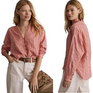 NWOT Anthropologie Pilcro Tavi Button Down Blouse Pink Silver Tunic